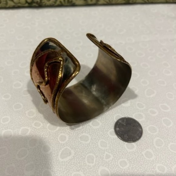 VTG Mixed Metal Hand Crafted Wide CUFF BRACELET - Picture 7 of 7
